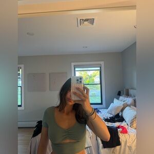 Sage Green Ruched Top